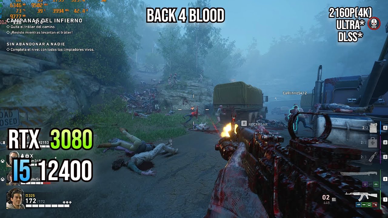 Back 4 Blood - RTX 3080 + i5 12400 , 2160(4K) ,Ultra,DLSS:ON