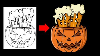 Pumpkin Beer Illustration for T-Shirt Design| Step By Step Tutorial| Advance T-Shirt Design Tutorial