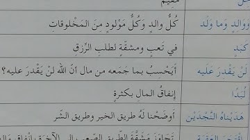 معاني كلمات سورة البلد للسنة الخامسة إبتدائي 🥰🥰🥰🥰🥰🥰