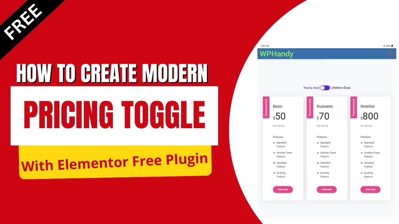 How to Create a Pricing Table with Monthly/Yearly Toggle Switch in ...