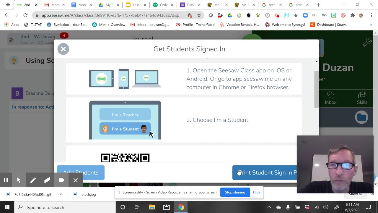 Creating a student account in Seesaw YouTube