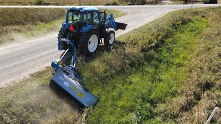 ACMA DB201E Offset, Ditchbank Flail Mower + LS MT7101 Tractor