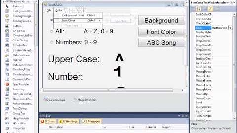 Visual Basic 2010 Express Tutorial 22 - Adding A Menu - SpeakABCs 6/11