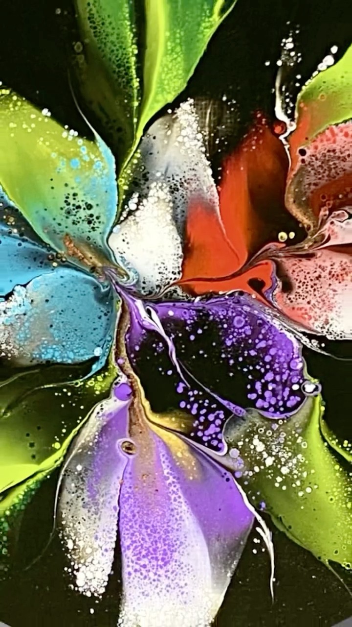 Flower Dip Acrylic pour painting #art #fluidart #flowerdip