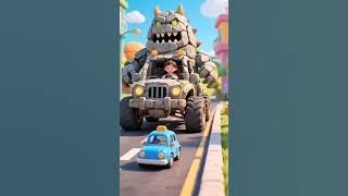 Mobil Monster Batu Tabrak Mobil Abang! #shorts #animasi #kartun