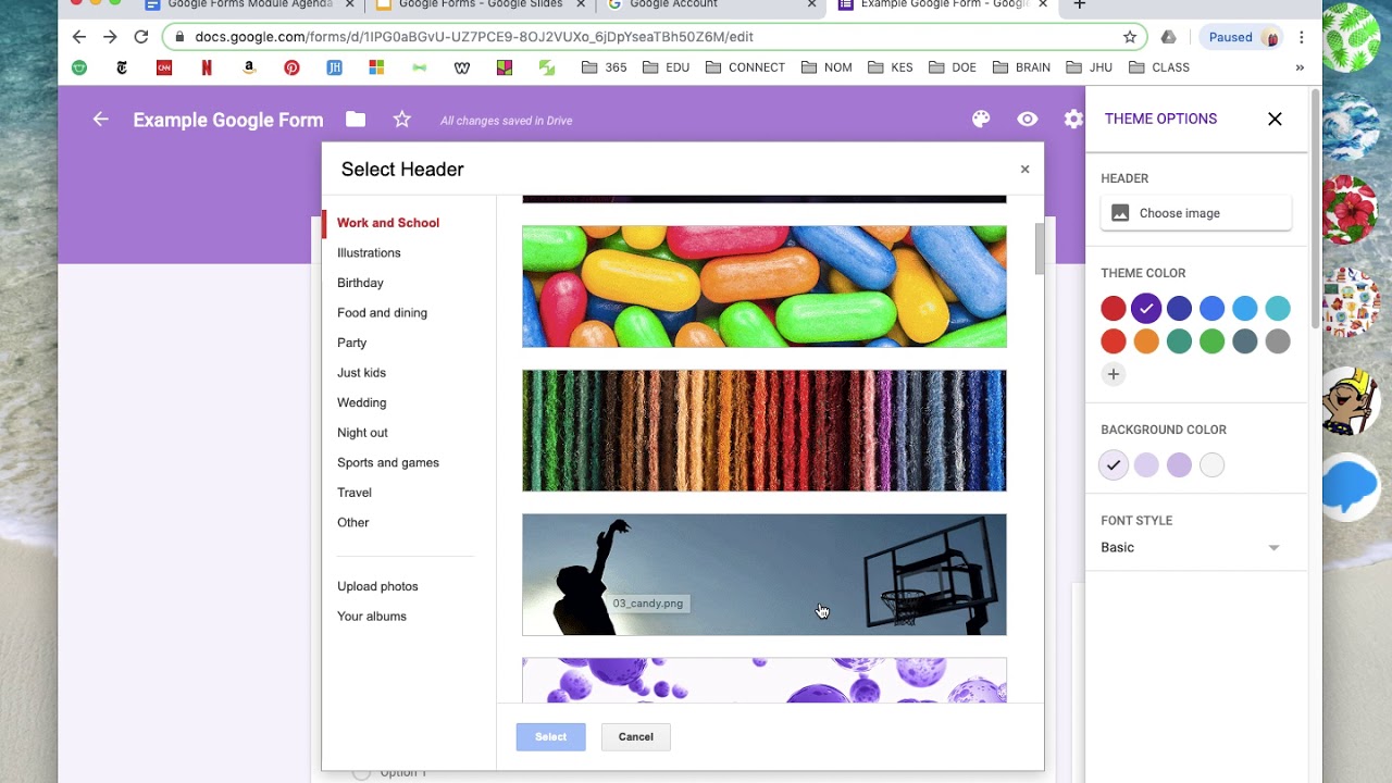 Google Forms- Themes - YouTube