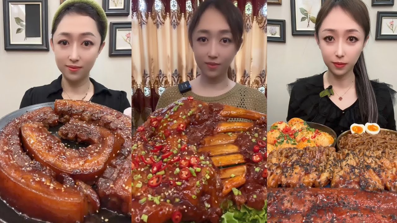 Mukbang #08: Eating roll  belly , braised pork belly, legs pork #mukbang #eatingshow #porkbelly