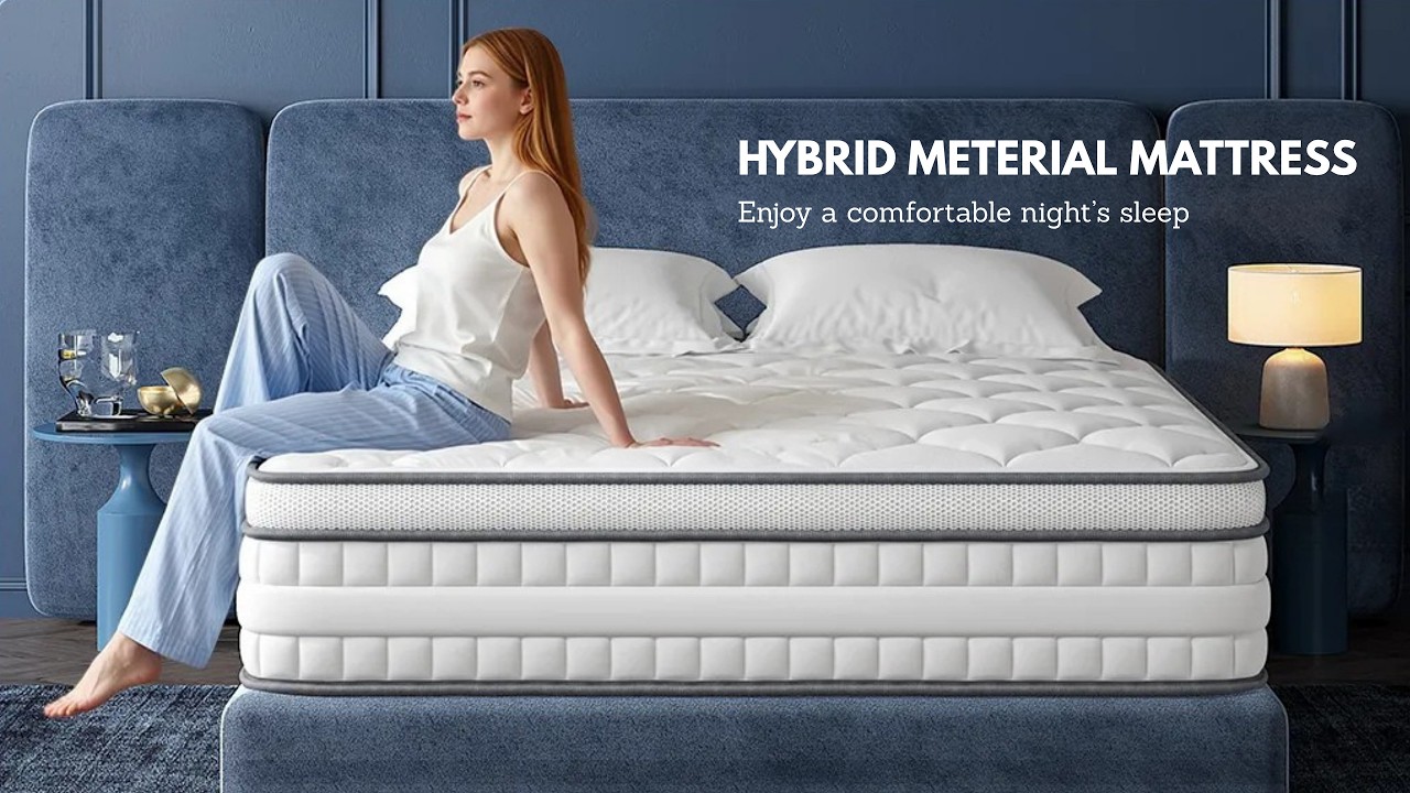 Snhomee Mattress in a Box Memory Foam & Pocket Coils Springs,Motion Isolation Design,Relieve Pressure with Medium Support,Breathable