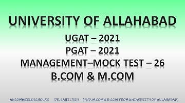 MANAGEMENT MCQ PART 26 | UGAT PGAT 2021 |  B.COM - M.COM UNIVERSITY OF ALLAHABAD