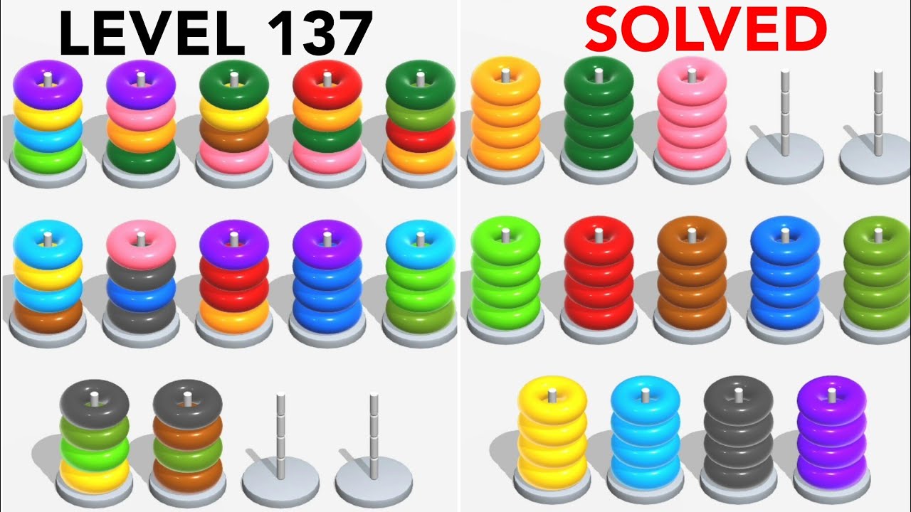 Color Hoop Stack Level 137 | Puzzle Games | Complete - YouTube