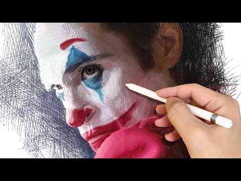 Drawing Joker (Joaquin Phoenix) | Draw only with lines | How to painting | Use Procreate | ArtyCoaty