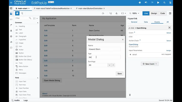 Edit Record in a Popup from a table in Visual Builder Cloud Service