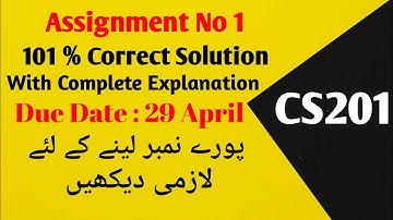 CS201 Assignment 1 Correct Solution | #cs201  Assignment Solution Spring 2024 | CS201 Assignment
