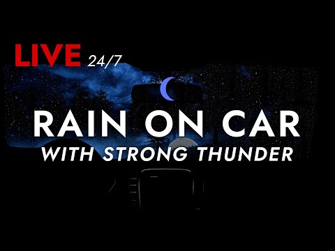 🔴 Very Intense Rain with Heavy Thunder Sounds on Car Roof 