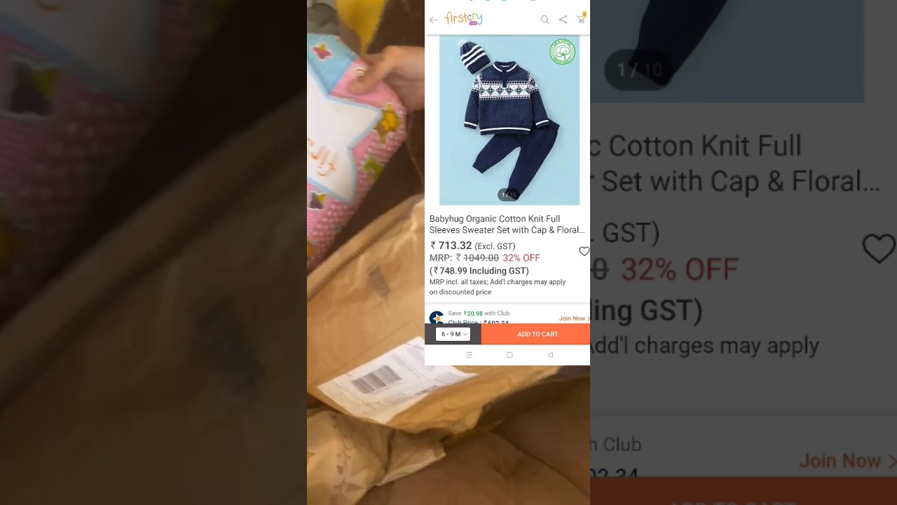 babyhug organic cotton knit full sleeves sweater set with cap 