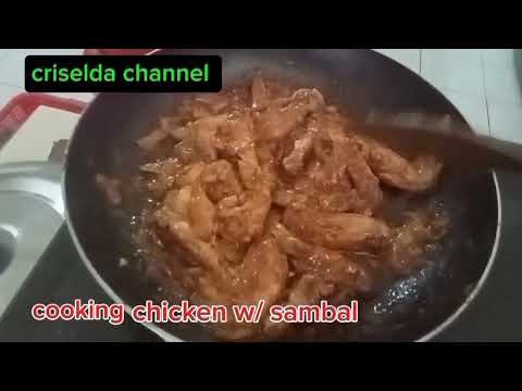 Cooking chicken sambal