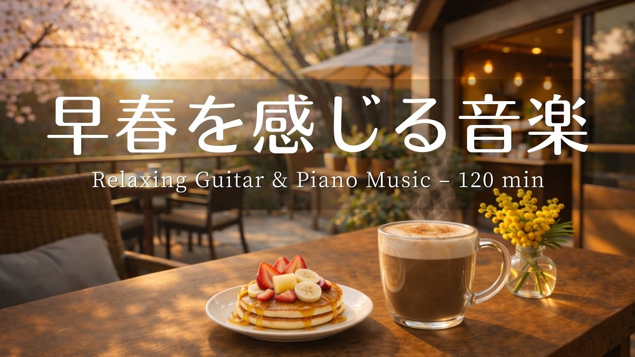 【癒し・作業用BGM】春の訪れを感じるカフェ音楽☕️🌸Vol.2| Relaxing Piano & Guitar – 120 min  やさしいギター＆ピアノのリラックス音楽｜集中・読書・勉強用