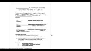 Free Colorado Partnership Agreement Template - (Partnership, LP, LLP, LLLP, LPA)