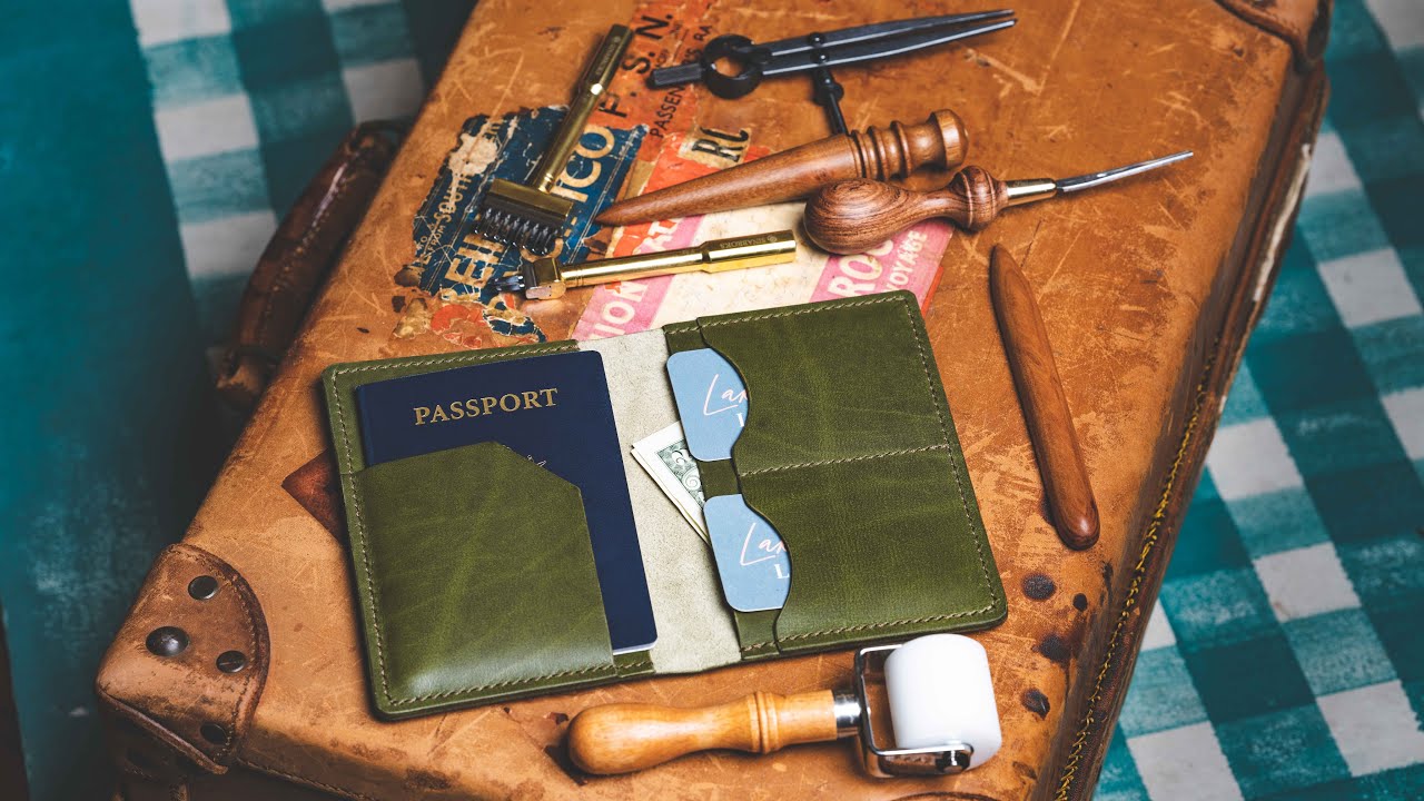 Making A HANDMADE Leather Passport Wallet Leathercraft ASMR YouTube