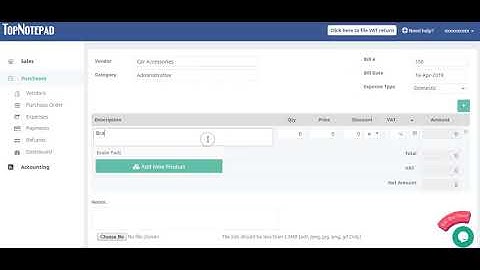 Bahrain record and track VAT paid on standard rated purchase bill