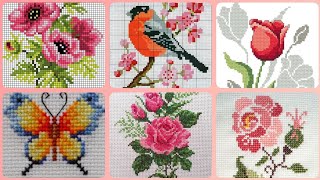 Floral cross stitch Hand embroidery  thick cotton / Beautifull Hand cross stitch