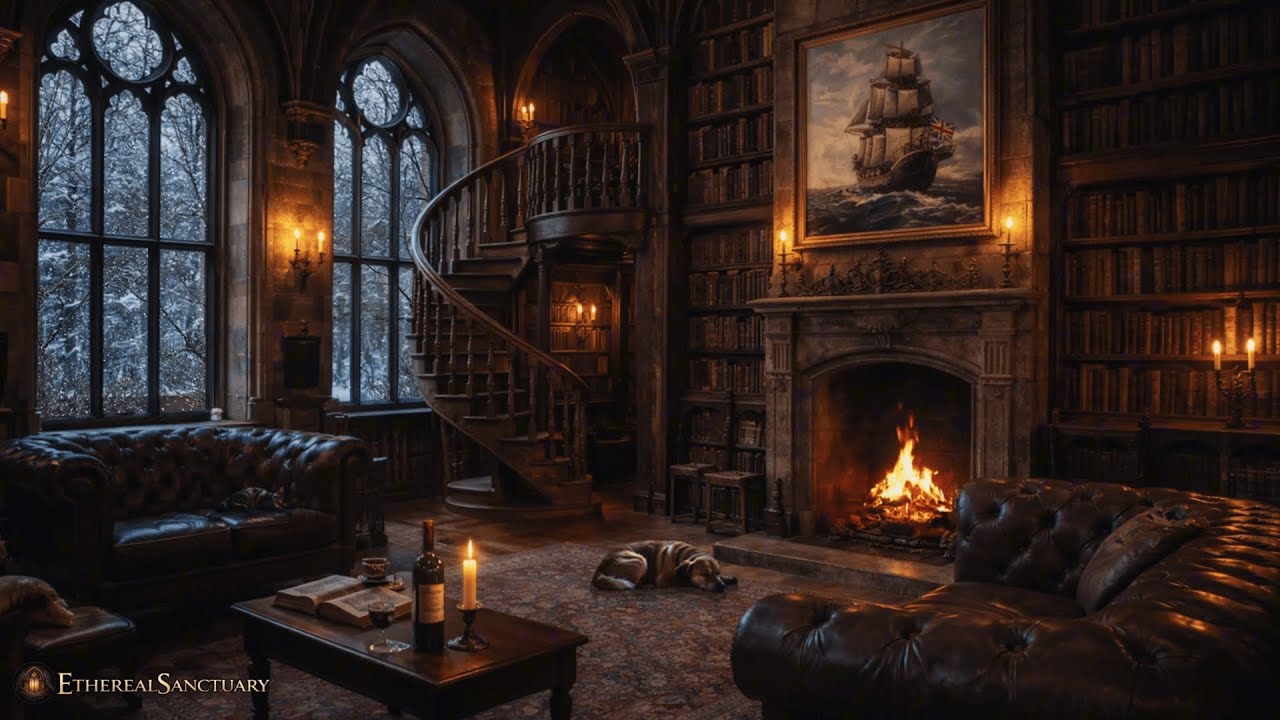 Victorian Winter Evening by the Fire | Relaxing ambience | 4 Hours | 4K