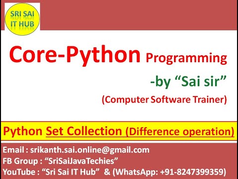 Python Set Collection with Difference Operation | Python difference() & symmetric_difference() |#104