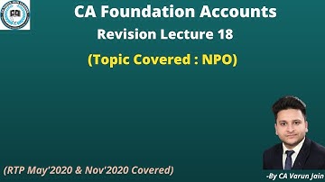 CA Foundation Accounts Revision Lecture 18 (NPO)
