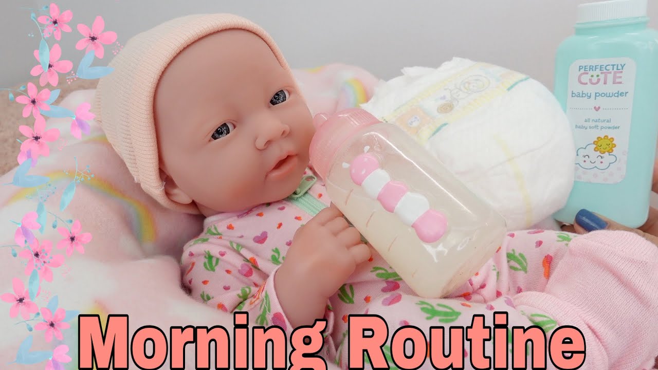 La Newborn Baby Doll Morning Routine feeding, changing and ...