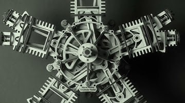 Morris Models 5 Cylinder Radial Engine on Motorized Stand