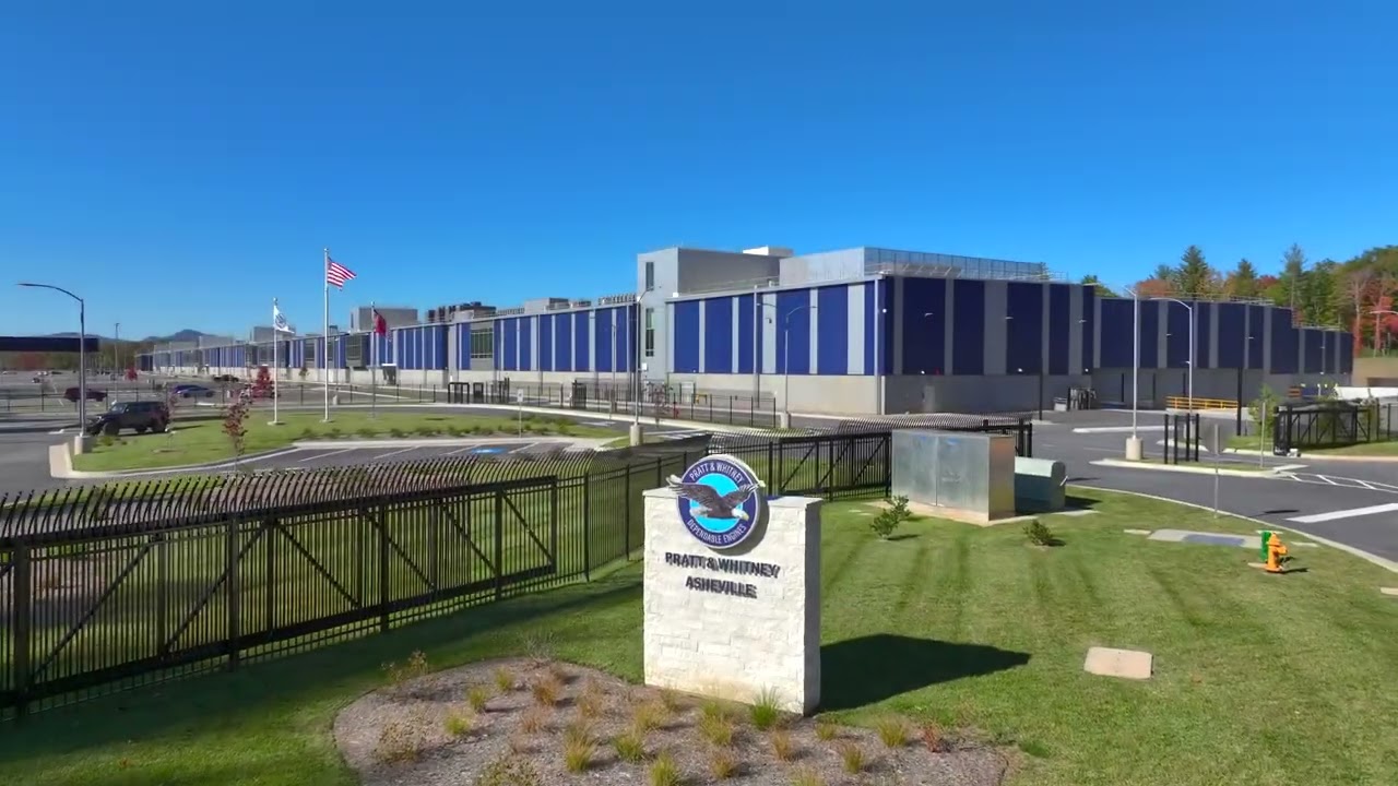Asheville construction drone photograph of Pratt and Whitney in Asheville, NC