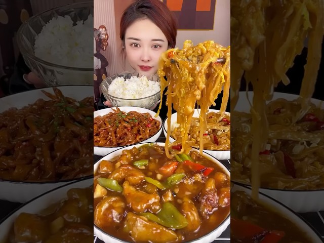 Spicy Korean Chicken Noodle Rice🔥🤤 #mukbang #asmr