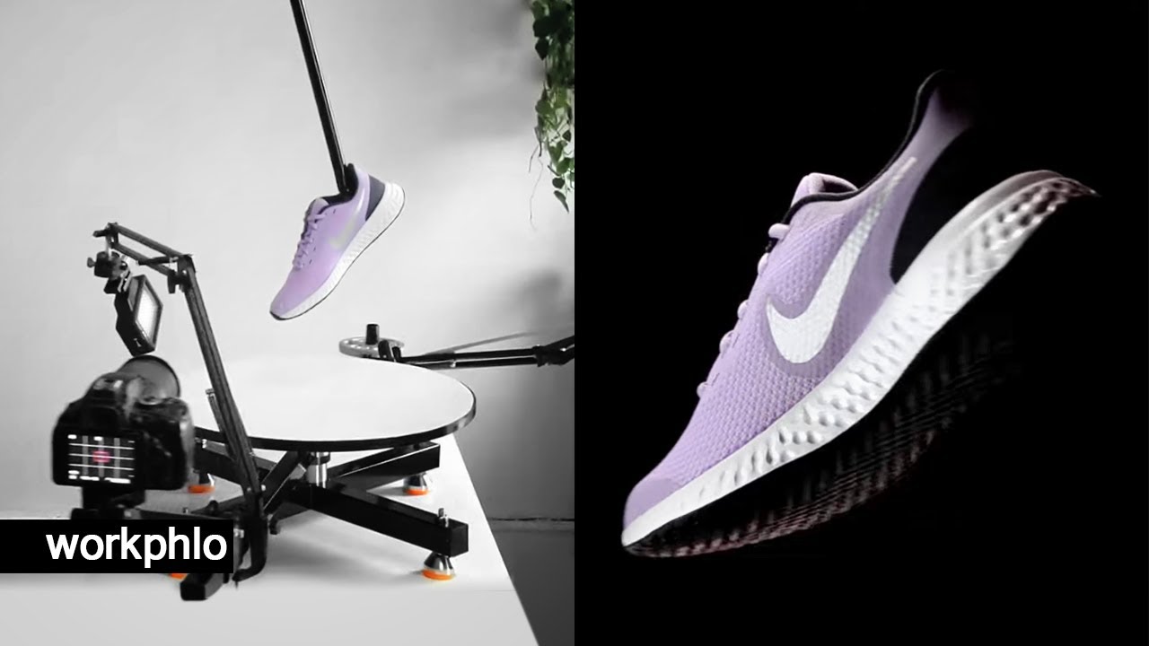 Bold Product Videography at Home 360° Shoe on Black + Retouching in