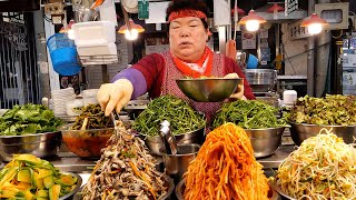 광장시장 보리밥 비빔밥, 칼국수 / Vegetable Bibimbap, Kalguksu - Korean Street Food