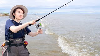 【釣り車中泊】高級魚マゴチを食べたくて、海岸へ釣りに行きました(N-VAN女子旅)