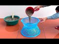 Amazing Ideas From Plastic And Cement Baskets - DIY Cement Flower Pots From Plastic Baskets At Home