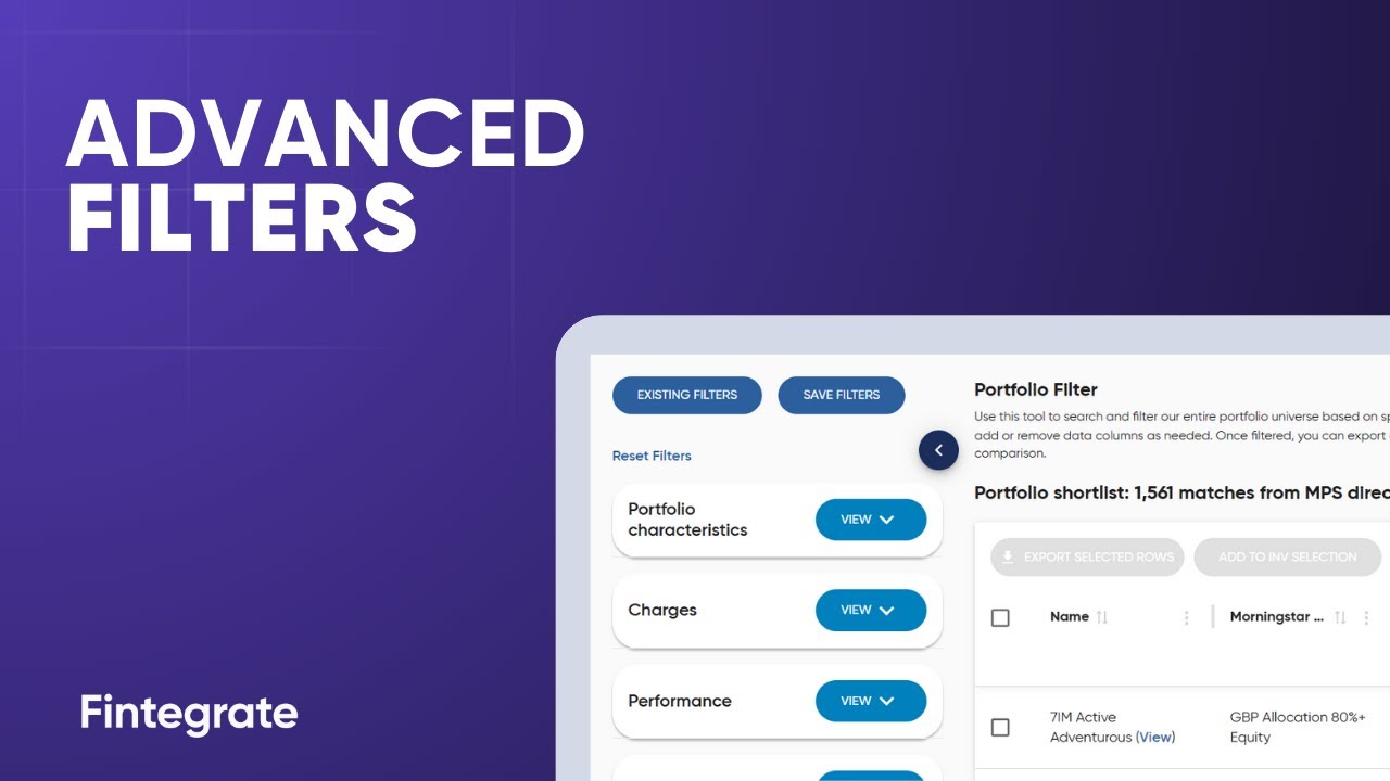 How to use Fintegrate’s Portfolio and Fund filter? - YouTube