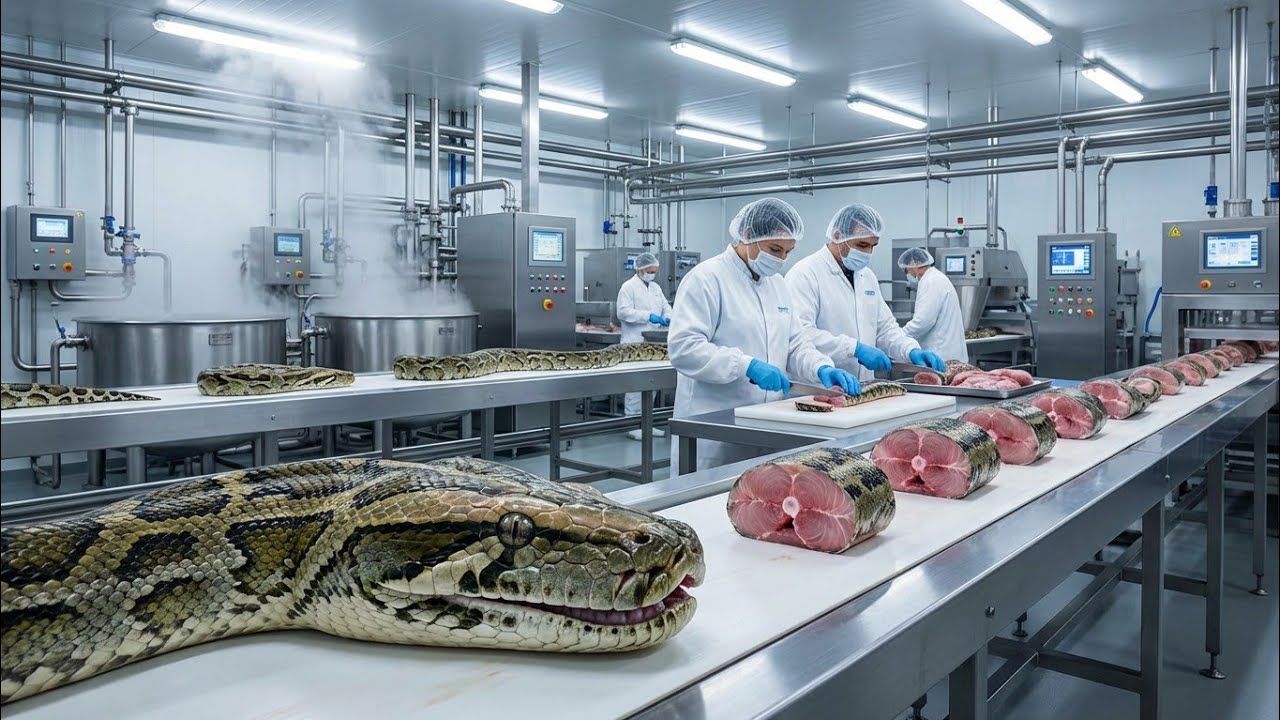 How Python Snake Meat Is Processed Today: Inside the Modern Factory.