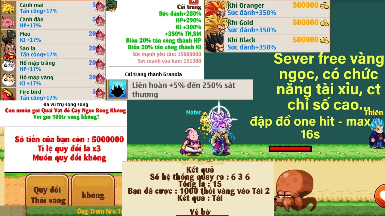 Nro lậu | Nro lậu Sever Onles, free vàng ngọc, ct chỉ số cao, đập đồ 100% - max 16s, có tài xỉu ...