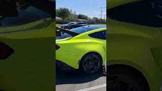 #carsandcoffee  ford gt / 2 ford mustang gtd leaving