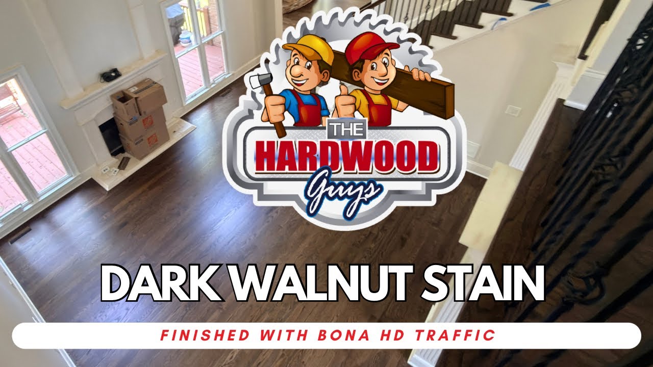 Dark walnut stained hardwood floor finished with Bona Traffic HD in a Canton, GA home