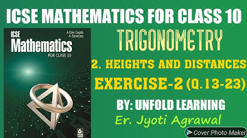 ICSE|Maths|Class10|Solutions|A Das Gupta|Trigonometry |2. Heights and distances|Ex.2(Q.13-23)
