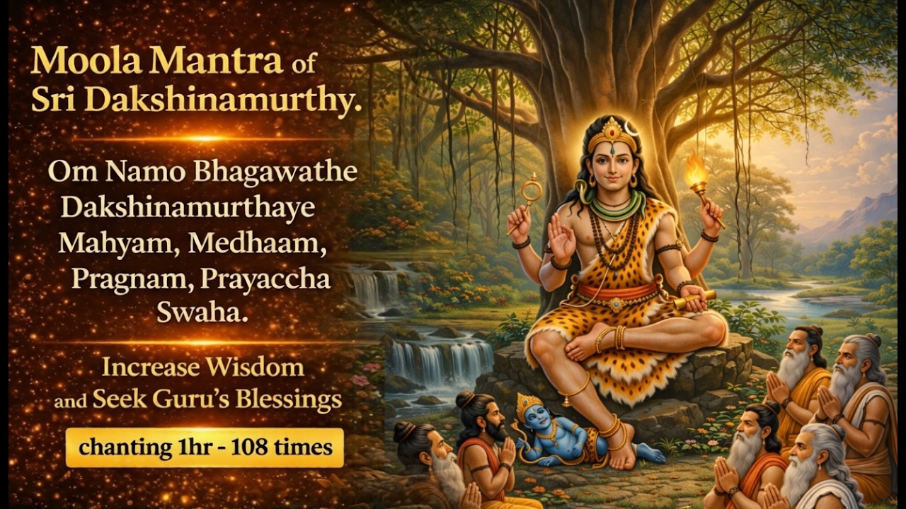 Moola Mantra of Sri Dakshinamurthy | 1 Hr Chanting (108 Times) | Increase Wisdom & Guru’s Blessings 
