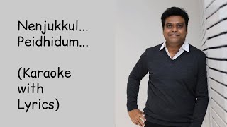Video thumbnail of "Nenjukkul Peidhidum | Karaoke | With Lyrics | Varanam Ayiram | Harris Jayaraj | High-Quality | Surya"