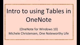 OneNote: Introduction to Tables