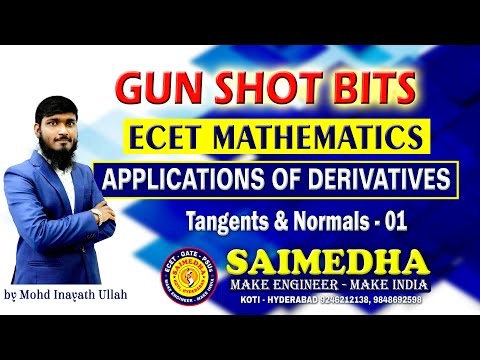 MOST EXPECTED BITS IN  Application of Derivatives ||ECET - MATHS || SAIMEDHA KOTI - HYD