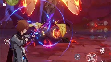 childe oneshot pyro regisvine with kazuha+mona+bennett