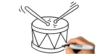 How to draw a DRUM Step by Step | DRUM Drawing Lesson