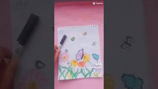 short: flowers and beautiful butterfly #aliartwork #art #buttflies #flowers #seen