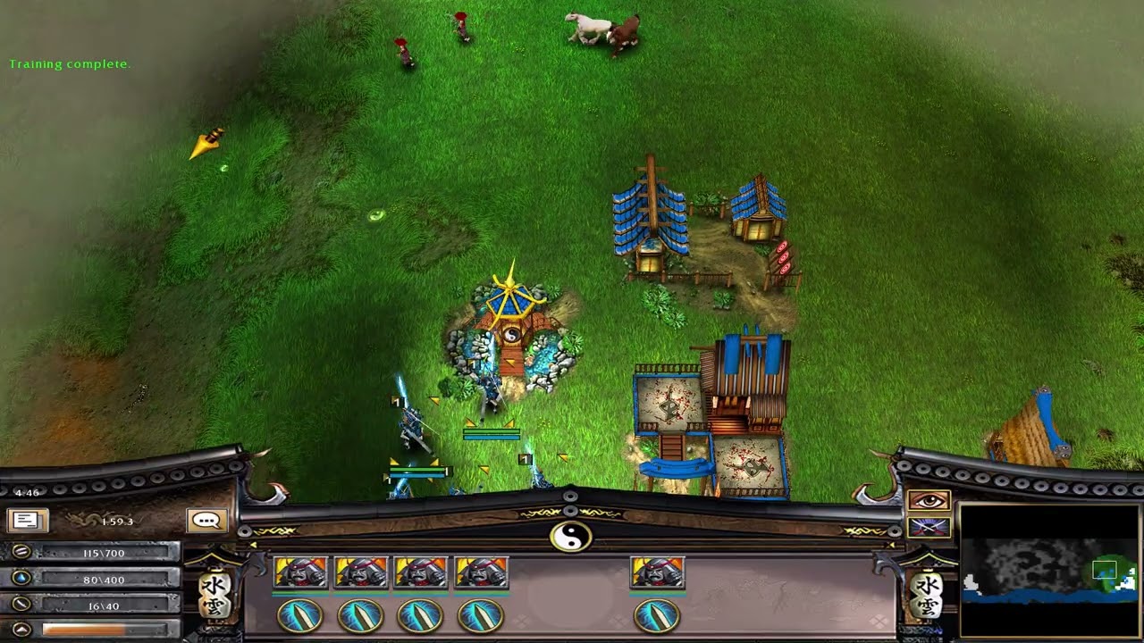 Battle Realms 1-1 with professional  i beat him  with luck 1 geisha with horse save me